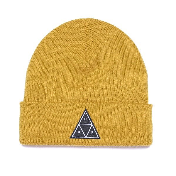 HUF Essentials Triple Triangle Cuff Beanie Gold HUF Essentials Triple Triangle Cuff Beanie Gold