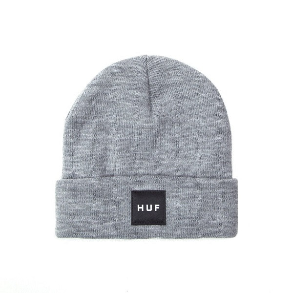 HUF Essentials Box Logo Beanie Heather Grey HUF Essentials Box Logo Beanie Heather Grey