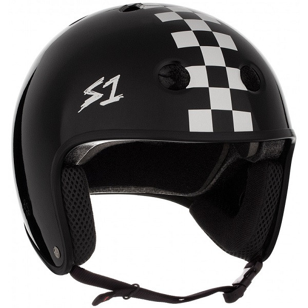 S-One Retro Lifer Black Gloss/White Checkers Helmet S-One Retro Lifer Black Gloss/White Checkers Helmet